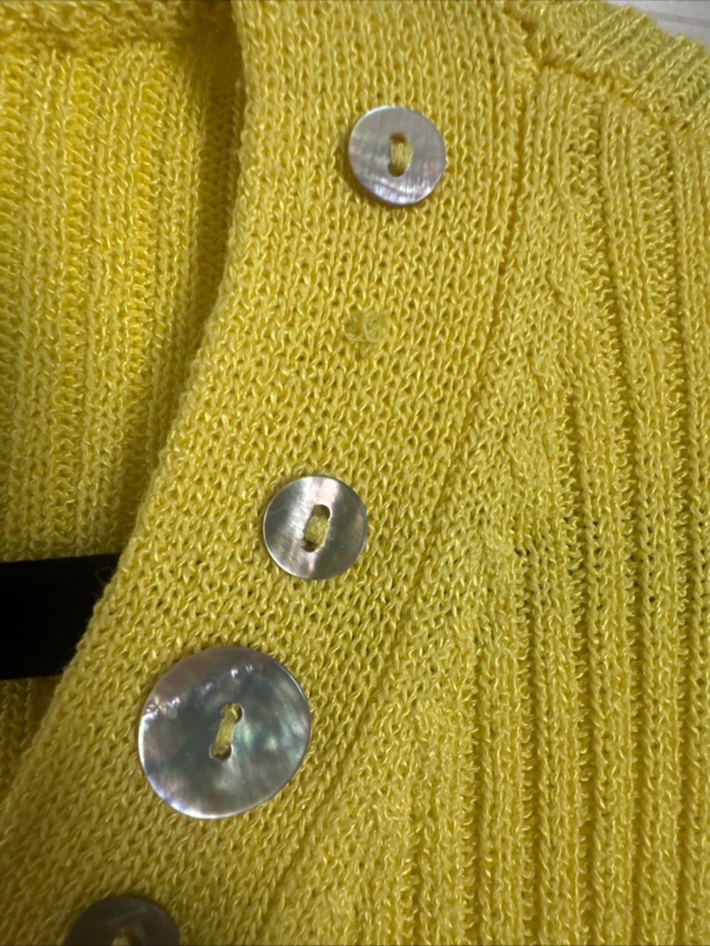 STAUD Alastor Mother Of Pearl Button Detail Yellow Cardigan Sweater Size Small - Picture 8 of 8